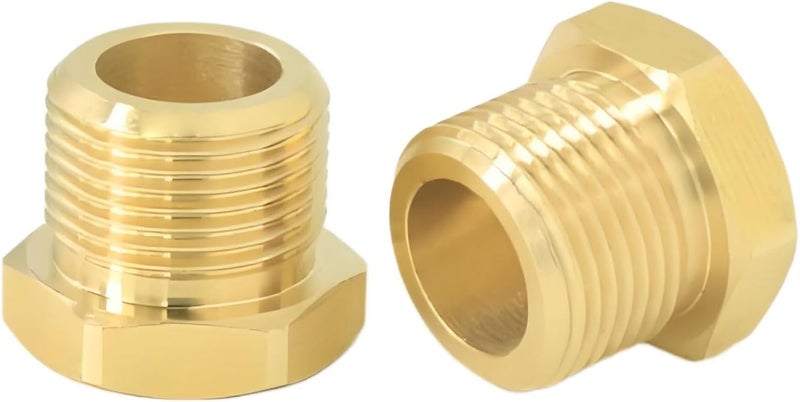 AimatRun 9/16" Male Threaded Plug, Brass Hex Socket Pipe End Cap Fitting, Blanked Stop Nut Cover, Globe Valve Pipe Plug. For kitchen faucet hot/cold water pipes, RV water pipe joints, radiator valves. 2 pcs. - Image 1